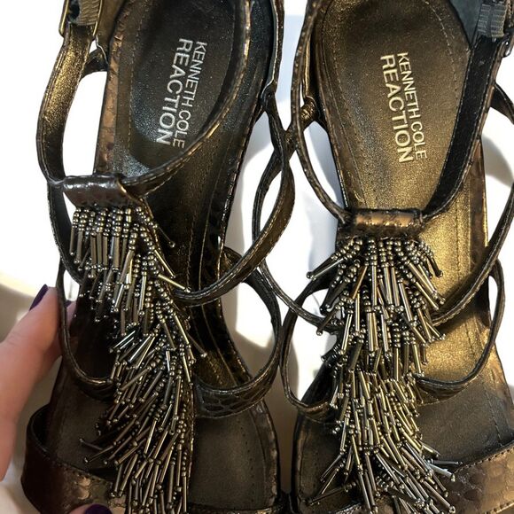 Kenneth Cole Reaction NEW Dangle Know Black Leather Sandals - Women's Size 10M - Picture 3 of 12